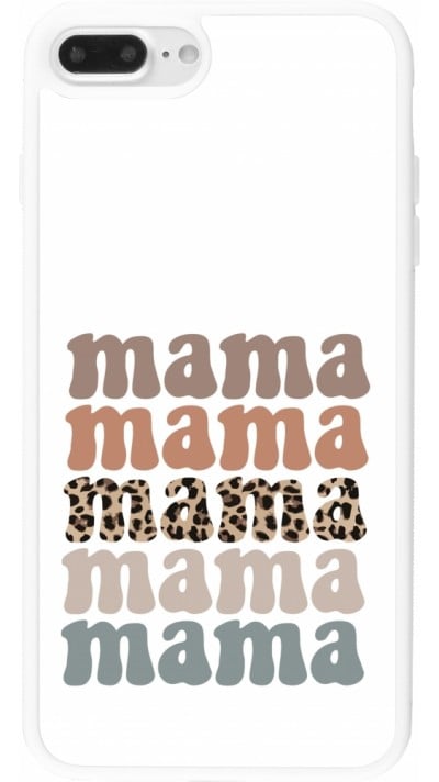 Coque iPhone 7 Plus / 8 Plus - Silicone rigide blanc Mom 2024 Mama animal
