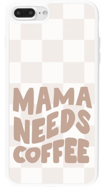 Coque iPhone 7 Plus / 8 Plus - Silicone rigide blanc Mom 2024 Mama needs coffee
