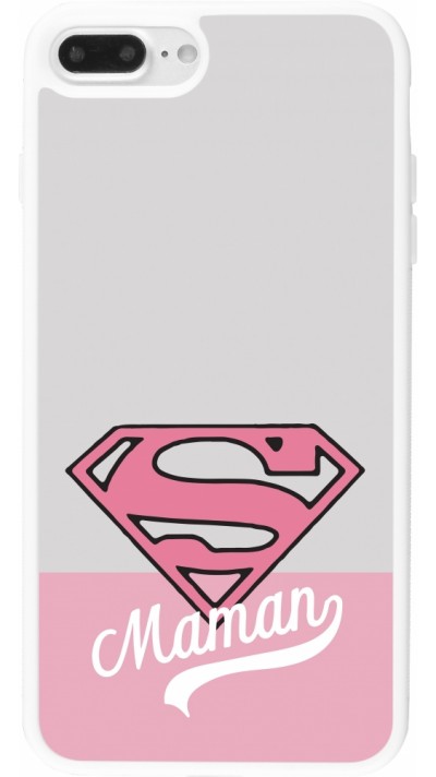 Coque iPhone 7 Plus / 8 Plus - Silicone rigide blanc Mom 2024 Super hero maman