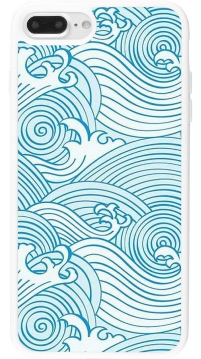 Coque iPhone 7 Plus / 8 Plus - Silicone rigide blanc Ocean Waves