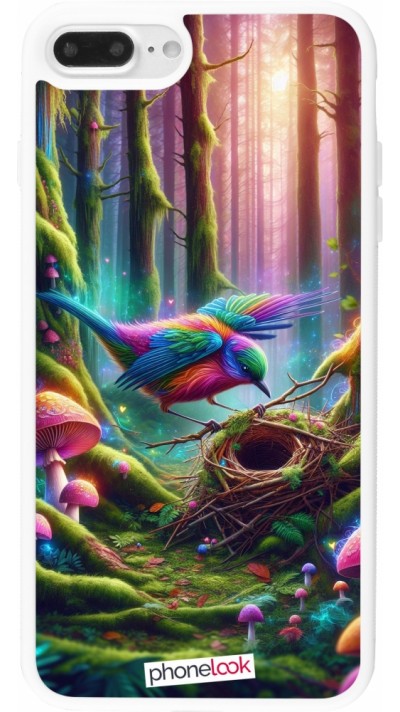 Coque iPhone 7 Plus / 8 Plus - Silicone rigide blanc Oiseau Nid Forêt