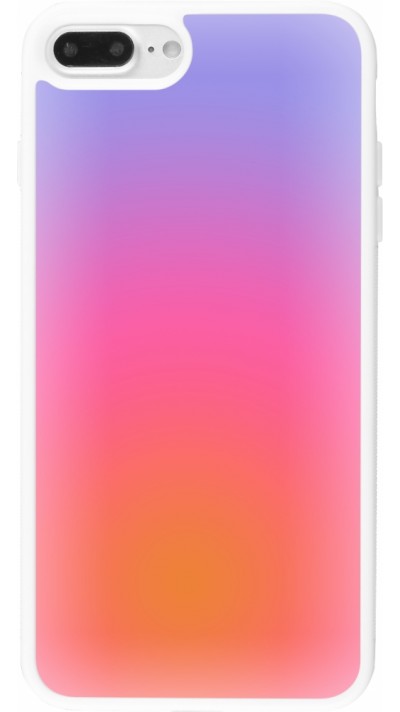 Coque iPhone 7 Plus / 8 Plus - Silicone rigide blanc Orange Pink Blue Gradient