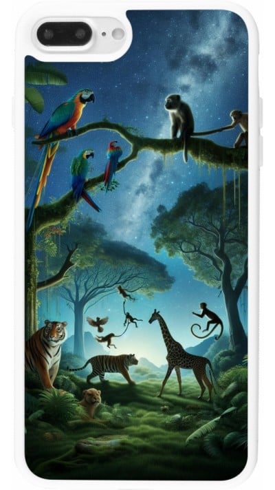 iPhone 7 Plus / 8 Plus Case Hülle - Silikon weiss Paradies der exotischen Tiere