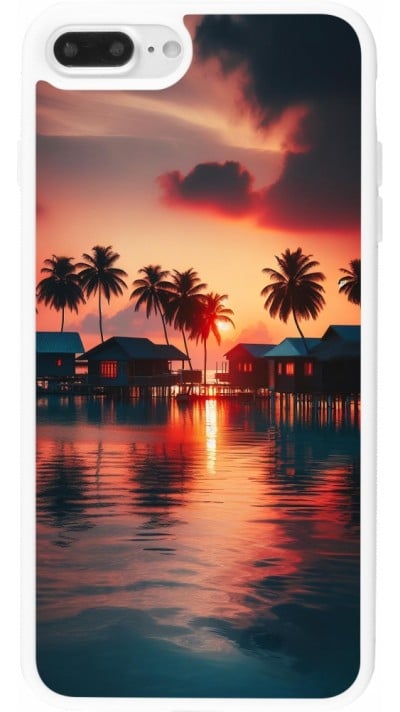 Coque iPhone 7 Plus / 8 Plus - Silicone rigide blanc Paradis Maldives