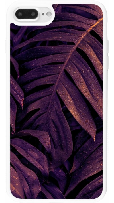 Coque iPhone 7 Plus / 8 Plus - Silicone rigide blanc Purple Light Leaves