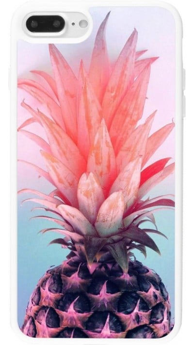 Coque iPhone 7 Plus / 8 Plus - Silicone rigide blanc Purple Pink Pineapple