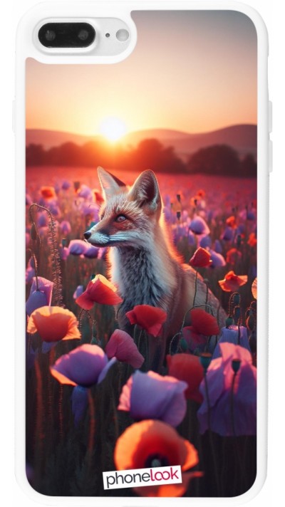 iPhone 7 Plus / 8 Plus Case Hülle - Silikon weiss Purpurroter Fuchs bei Dammerung