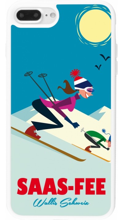 iPhone 7 Plus / 8 Plus Case Hülle - Silikon weiss Saas-Fee Ski Downhill