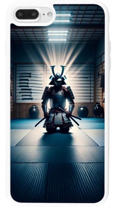 iPhone 7 Plus / 8 Plus Case Hülle - Silikon weiss Samurai im Gebet