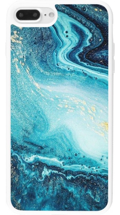Coque iPhone 7 Plus / 8 Plus - Silicone rigide blanc Sea Foam Blue