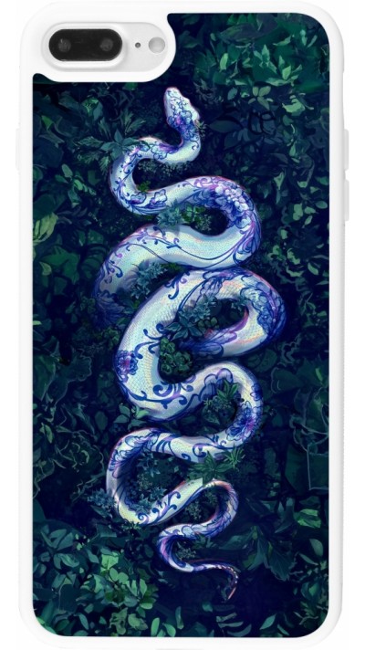 iPhone 7 Plus / 8 Plus Case Hülle - Silikon weiss Snake Blue Anaconda