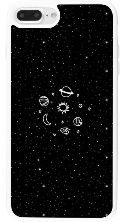 Coque iPhone 7 Plus / 8 Plus - Silicone rigide blanc Space Doodle