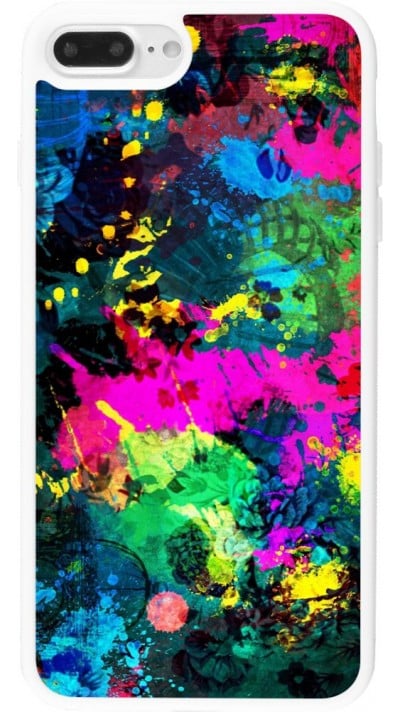 Coque iPhone 7 Plus / 8 Plus - Silicone rigide blanc splash paint