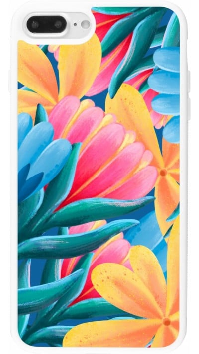 iPhone 7 Plus / 8 Plus Case Hülle - Silikon weiss Spring 23 colorful flowers