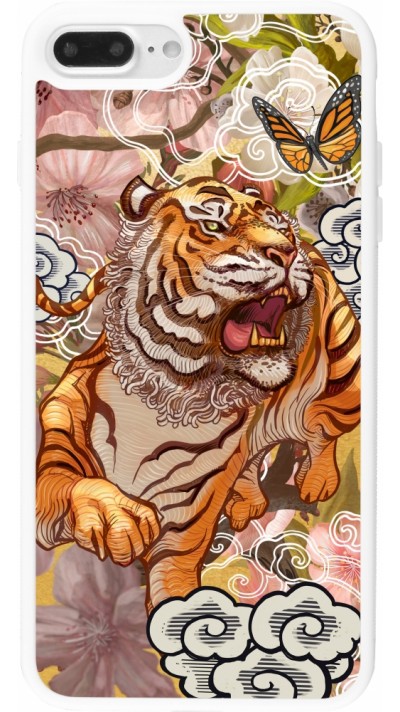 Coque iPhone 7 Plus / 8 Plus - Silicone rigide blanc Spring 23 japanese tiger