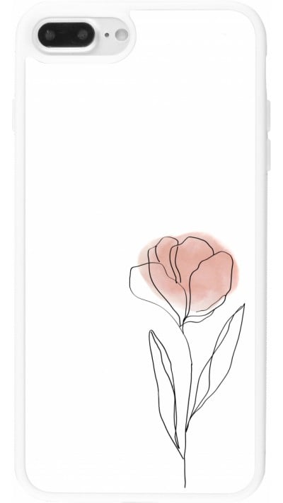 Coque iPhone 7 Plus / 8 Plus - Silicone rigide blanc Spring 23 minimalist flower