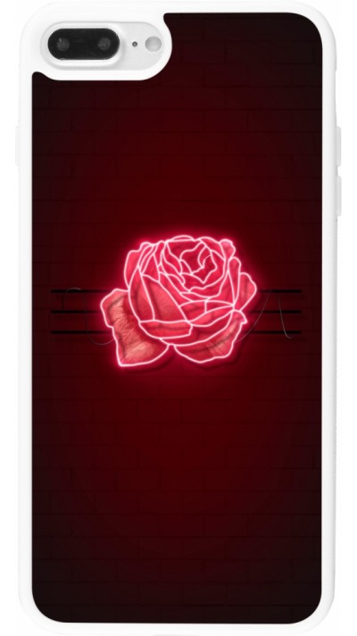 Coque iPhone 7 Plus / 8 Plus - Silicone rigide blanc Spring 23 neon rose