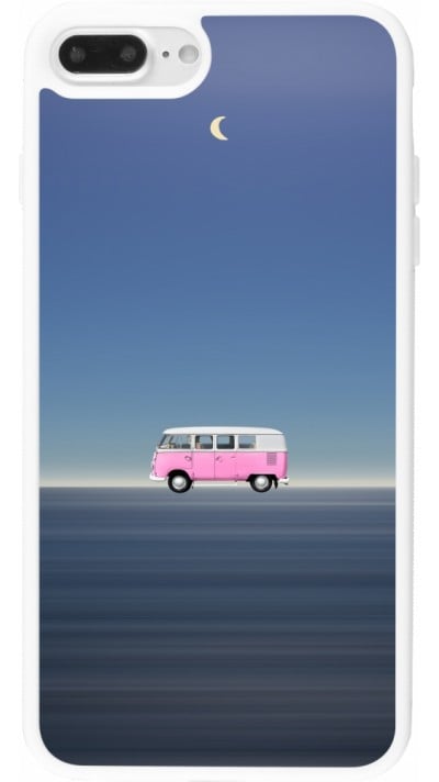 iPhone 7 Plus / 8 Plus Case Hülle - Silikon weiss Spring 23 pink bus
