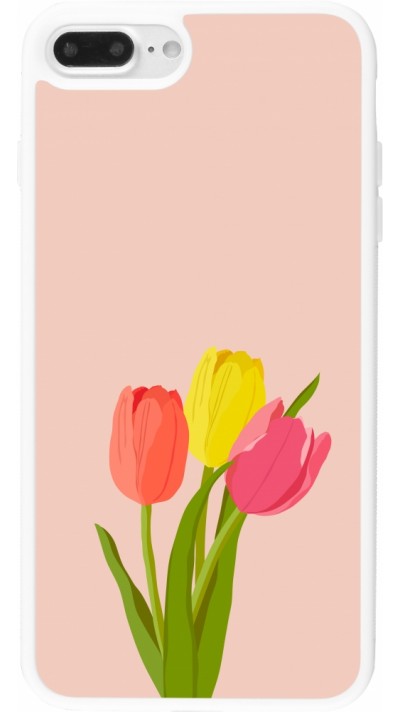 Coque iPhone 7 Plus / 8 Plus - Silicone rigide blanc Spring 23 tulip trio