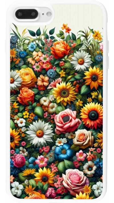 iPhone 7 Plus / 8 Plus Case Hülle - Silikon weiss Sommer Blumenmuster