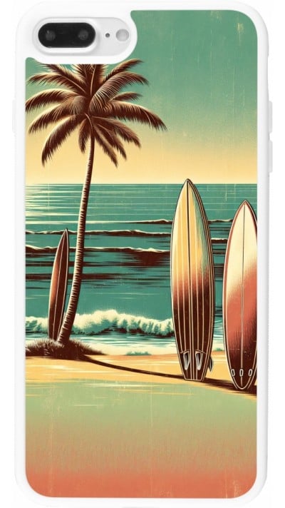 Coque iPhone 7 Plus / 8 Plus - Silicone rigide blanc Surf Paradise