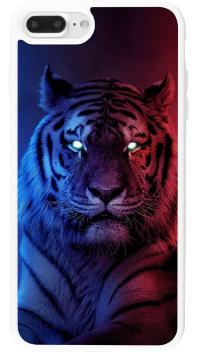Coque iPhone 7 Plus / 8 Plus - Silicone rigide blanc Tiger Blue Red