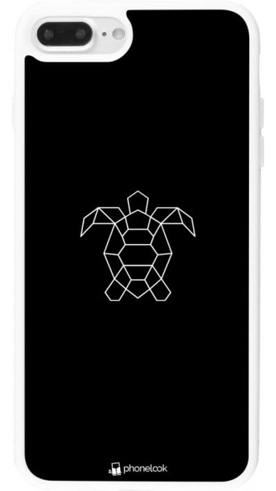 Coque iPhone 7 Plus / 8 Plus - Silicone rigide blanc Turtles lines on black