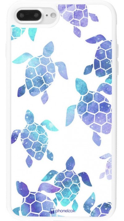 Coque iPhone 7 Plus / 8 Plus - Silicone rigide blanc Turtles pattern watercolor