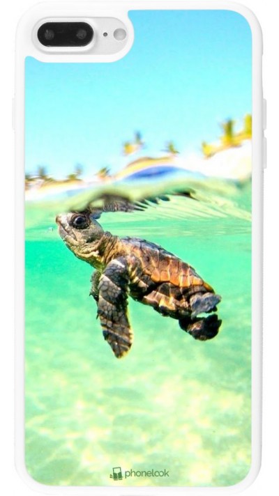 Coque iPhone 7 Plus / 8 Plus - Silicone rigide blanc Turtle Underwater