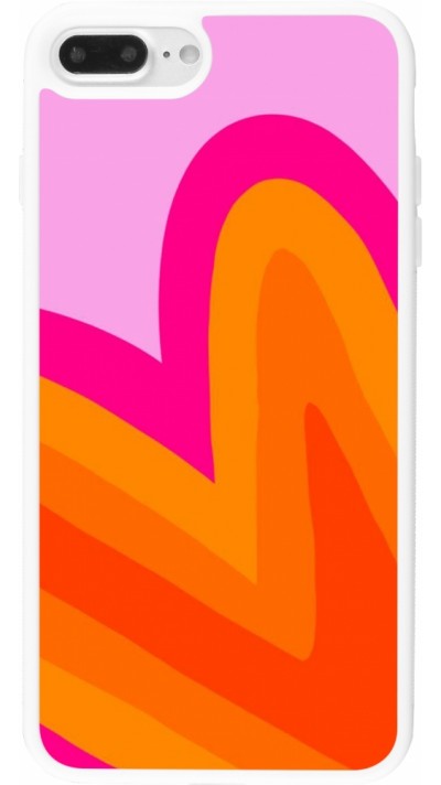 Coque iPhone 7 Plus / 8 Plus - Silicone rigide blanc Valentine 2024 heart gradient