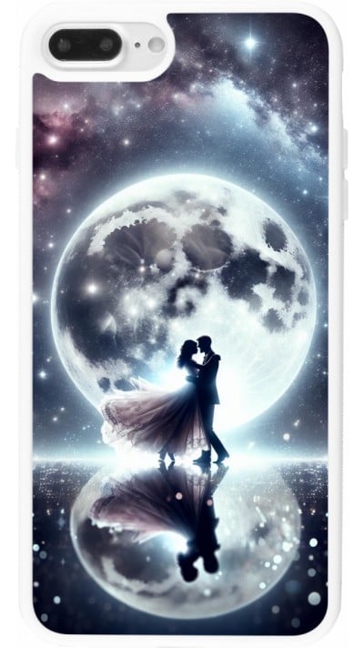 Coque iPhone 7 Plus / 8 Plus - Silicone rigide blanc Valentine 2024 Love under the moon