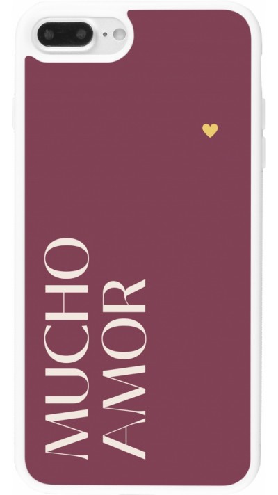 Coque iPhone 7 Plus / 8 Plus - Silicone rigide blanc Valentine 2024 mucho amor rosado
