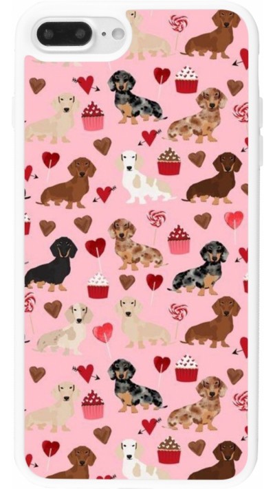 Coque iPhone 7 Plus / 8 Plus - Silicone rigide blanc Valentine 2024 puppy love