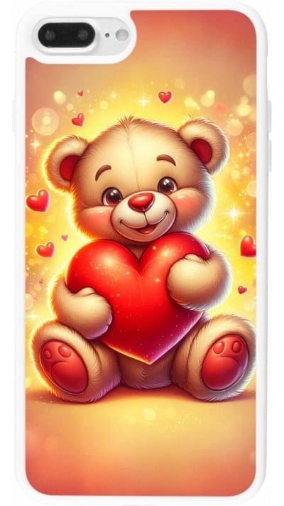 Coque iPhone 7 Plus / 8 Plus - Silicone rigide blanc Valentine 2024 Teddy love
