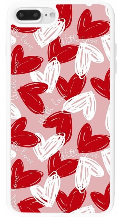 Coque iPhone 7 Plus / 8 Plus - Silicone rigide blanc Valentine 2024 with love heart