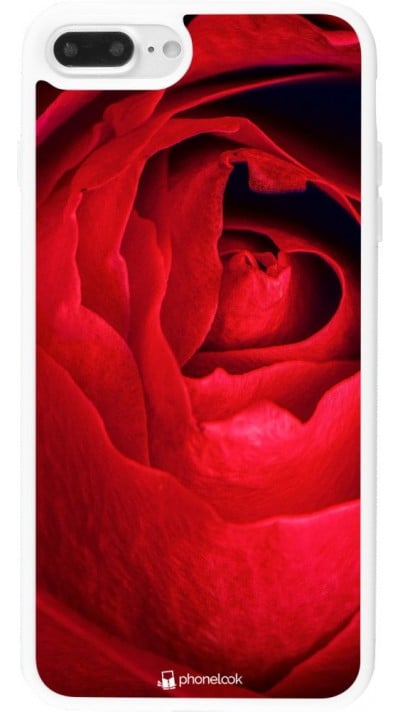 Coque iPhone 7 Plus / 8 Plus - Silicone rigide blanc Valentine 2022 Rose