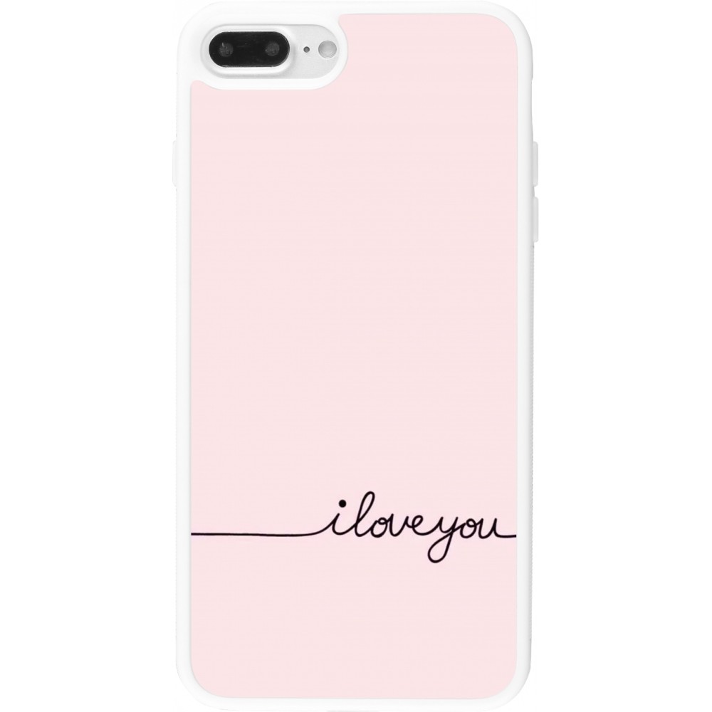 Coque iPhone 7 Plus / 8 Plus - Silicone rigide blanc Valentine 2023 i love you writing