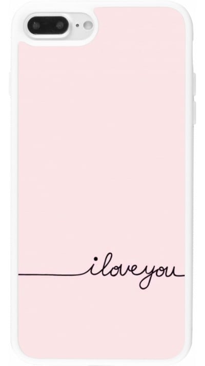 Coque iPhone 7 Plus / 8 Plus - Silicone rigide blanc Valentine 2023 i love you writing