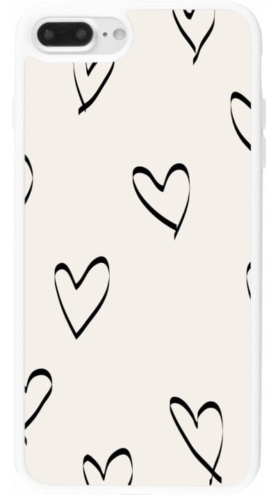iPhone 7 Plus / 8 Plus Case Hülle - Silikon weiss Valentine 2023 minimalist hearts