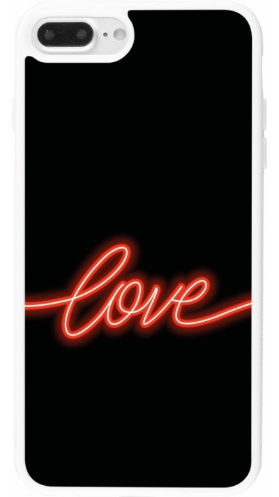 Coque iPhone 7 Plus / 8 Plus - Silicone rigide blanc Valentine 2023 neon love