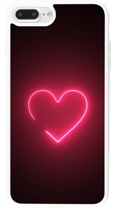 Coque iPhone 7 Plus / 8 Plus - Silicone rigide blanc Valentine 2023 single neon heart