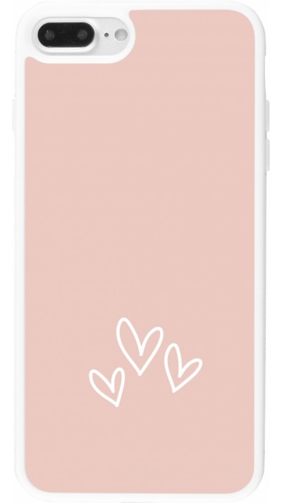 iPhone 7 Plus / 8 Plus Case Hülle - Silikon weiss Valentine 2023 three minimalist hearts