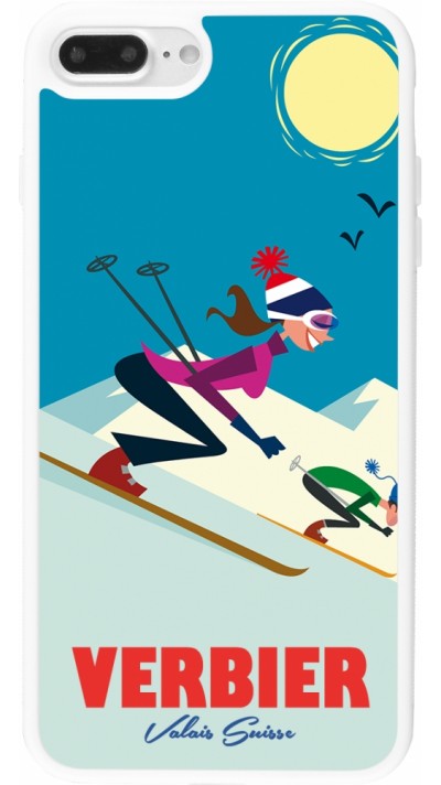 Coque iPhone 7 Plus / 8 Plus - Silicone rigide blanc Verbier Ski Downhill