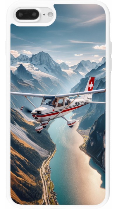 Coque iPhone 7 Plus / 8 Plus - Silicone rigide blanc Vol Alpin Suisse