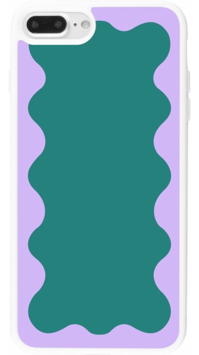 Coque iPhone 7 Plus / 8 Plus - Silicone rigide blanc Wavy Rectangle Green Purple