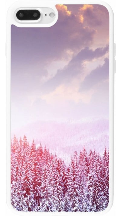 Coque iPhone 7 Plus / 8 Plus - Silicone rigide blanc Winter 22 Pink Forest