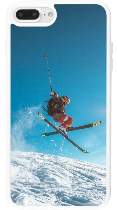 iPhone 7 Plus / 8 Plus Case Hülle - Silikon weiss Winter 22 Ski Jump