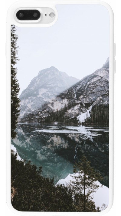 Coque iPhone 7 Plus / 8 Plus - Silicone rigide blanc Winter 22 snowy mountain and lake