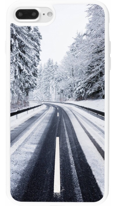 Coque iPhone 7 Plus / 8 Plus - Silicone rigide blanc Winter 22 Snowy Road