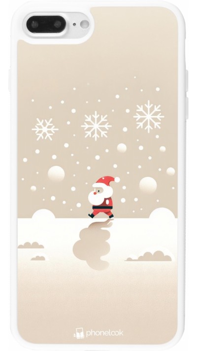 Coque iPhone 7 Plus / 8 Plus - Silicone rigide blanc Noël 2023 Minimalist Santa
